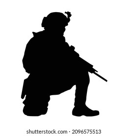 soldier on the knee guarding position silhouette vector design