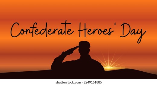 Soldier on sunset background. Confederate heroes day. 	Confederate Heroes' Day Texas. svg