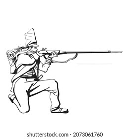 Soldier on war retro style drawing