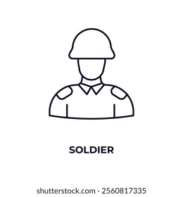 soldier outline icon. Linear vector from army and military concept. Thin line soldier icon isolated on white background
