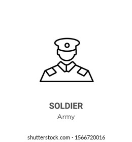 Soldier outline vector icon. Thin line black soldier icon, flat vector simple element illustration from editable army concept isolated on white background