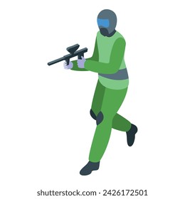 Icono de paintball de soldado vector isométrico. Diversión deportiva. Juego del jugador