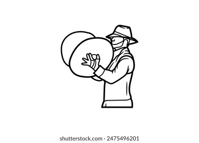 Soldier playing Trumpet vector silhouette
