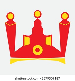 Soldier red gold crown icon flat style isolated