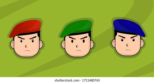 Soldier With Red Green And Blue Beret