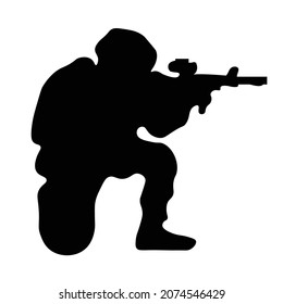 soldier with riffle silhouette vector design