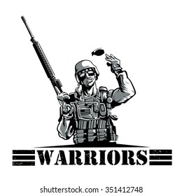 Soldier with rifle and grenade 