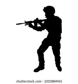 Soldier Rifle Gun Silhouette Vector Stock Vector (Royalty Free ...