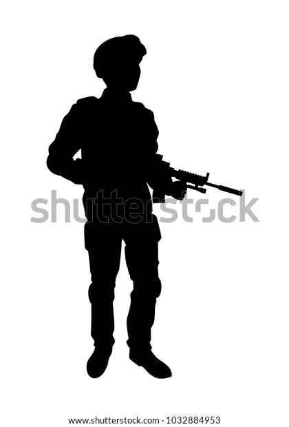 Soldier Rifle Gun Silhouette Vector Stock Vector (Royalty Free ...