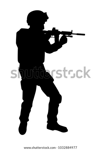 Soldier Rifle Gun Silhouette Vector Stock Vector (Royalty Free ...