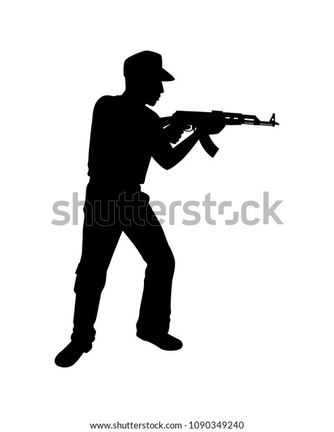 Soldier Rifle Gun Silhouette Vector Stock Vector (Royalty Free ...