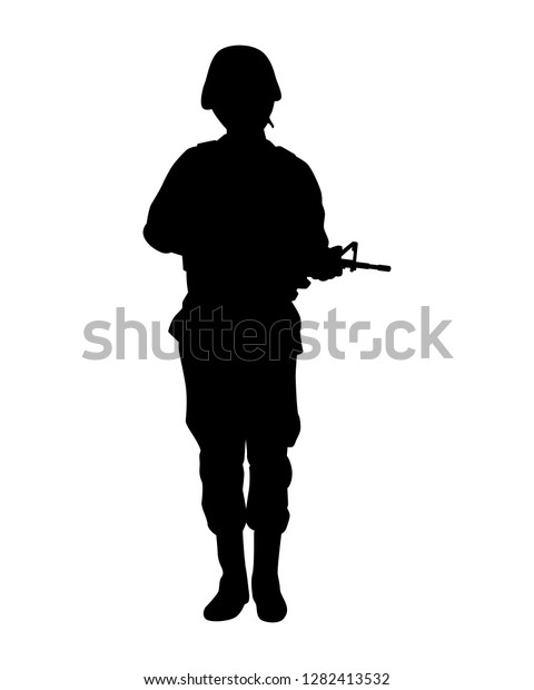 Soldier Rifle Gun Silhouette Vector Stock Vector (royalty Free 