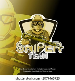 Soldier with rifle in hand. Long range sniper team. War between military forces