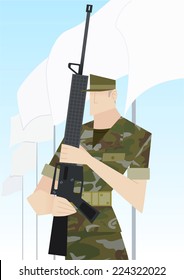 Soldier with rifle vector cartoon