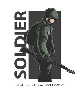 soldado con ilustración vectorial de rifle