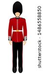 Soldier of the royal British guard. Graphic vector