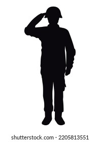 soldier saludating silhouette style icon