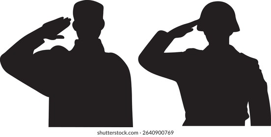  Soldier Salute And Patriotic Army Salute Silhouette Vector
