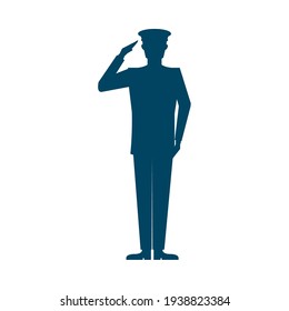 Soldier Salute Silhouette Icon Isolated