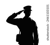 Soldier salute silhouette isolated on a white background