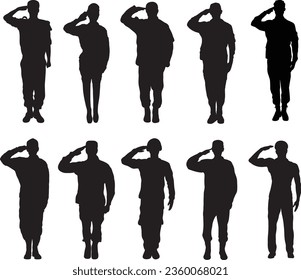 Soldier Salute Silhouette Vector Graphic Pack