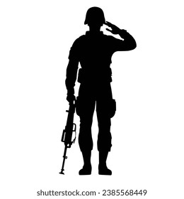 Soldier Salute Silhouette Vector Illustration.