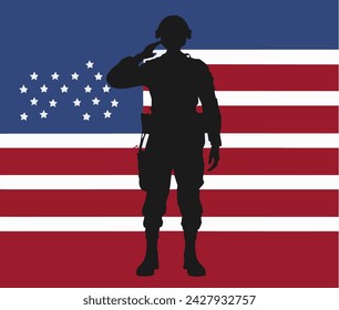  Soldat salutiert vor dem Hintergrund