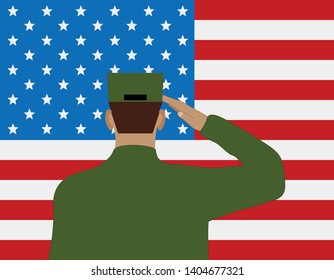 soldier saluting flag, united states 