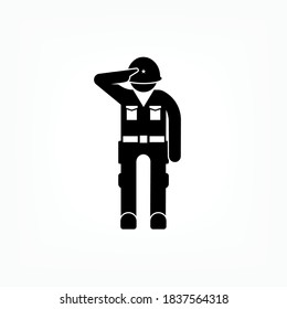 Soldier Saluting Icon. Military Salutation Symbol - Vector.
