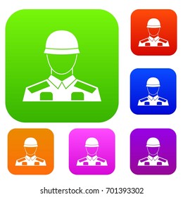 Soldier set icon in different colors isolated vector illustration. Premium collection