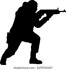 Silhouette-Illustration mit Soldat, einzelne Vektorgrafik