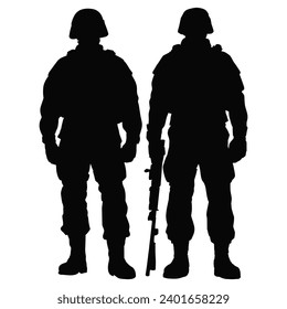 soldier silhouette on white background