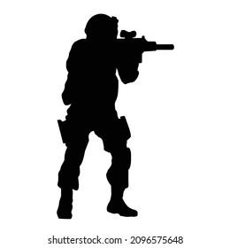 Soldier Silhouette Riffle Ready Shoot Vector Stock Vector (Royalty Free ...