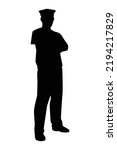 Soldier silhouette vector isolated on white background, military man in parade.