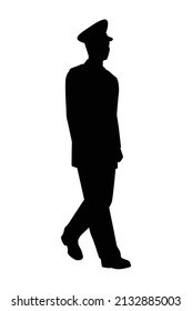 Soldier silhouette vector isolated on white background, military man in parade.