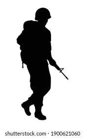 Soldier silhouette vector on white background, military people.