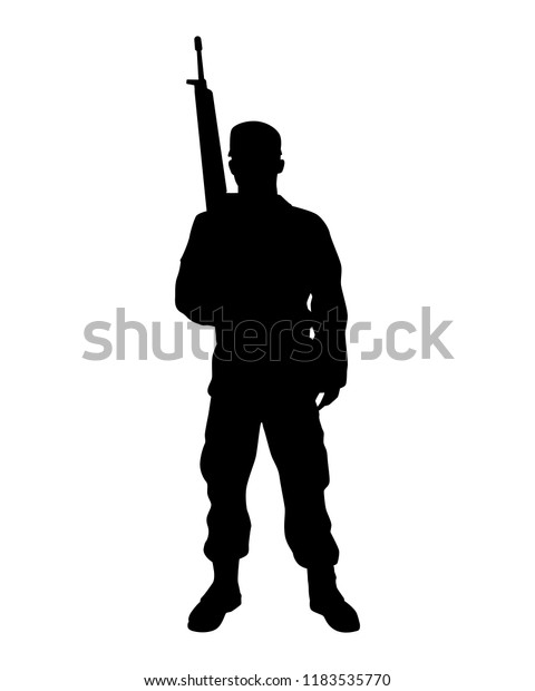 Soldier Silhouette Vector On White Stock Vector (Royalty Free ...