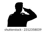 Soldier silhouette. Vector silhouette of a soldier saluting on the on white background. Concept Vector illustration - Soldiers, army, military, military man silhouette