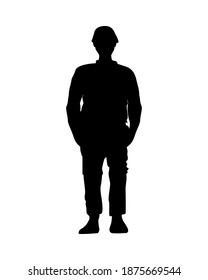 soldier silhouette veterans day icon vector illustration design