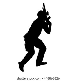 Soldier Silhouette Weapons Stock Vector (Royalty Free) 448866826