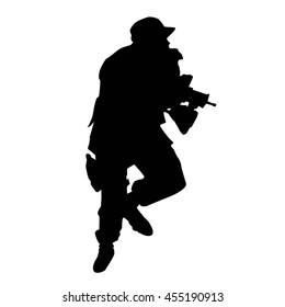 Soldier silhouette with weapons