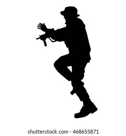 Soldier silhouette with weapons