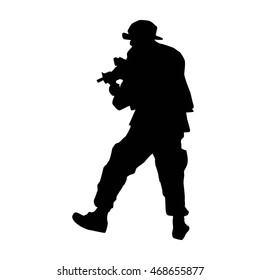 Soldier silhouette with weapons