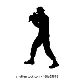 Soldier silhouette with weapons