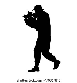 Soldier silhouette with weapons