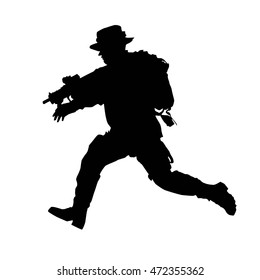 Soldier silhouette with weapons