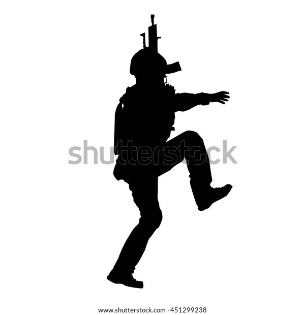 Soldier Silhouette Weapons Stock Vector (Royalty Free) 451299238 ...