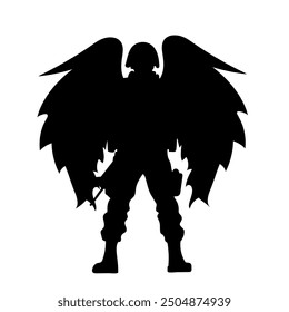 Soldier silhouette with 
wings flying 