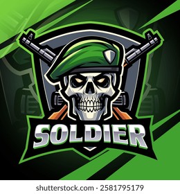 Soldier skull esport mascot logo design