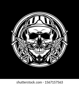 soldier skull head illustration shirt design